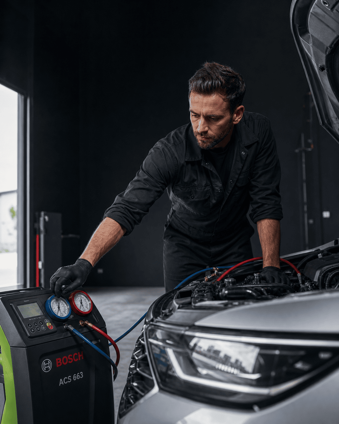 Мастер Тайм Авто заправляет автокондиционер станцией Bosch ACS 663